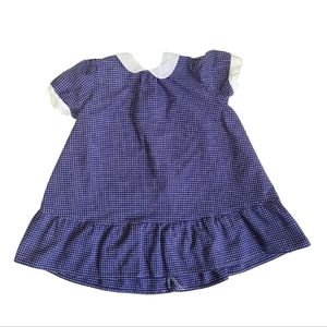 Vintage West German KinderKleidung blue and white gingham collared dress